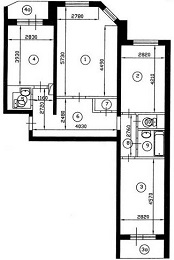 План трехкомнатной квартиры серии П-30 до перепланировки