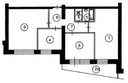 План трехкомнатной квартиры серии II-68 до перепланировки