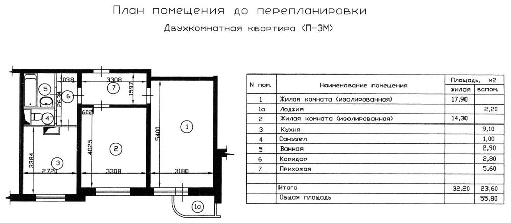 Планировки однокомнатных и двухкомнатных квартир П 46 с размерами